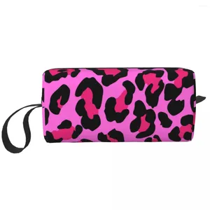 Cosmetic Bags Pink Leopard Large Makeup Bag Beauty Pouch Travel Cheetah Animal Portable Toiletry For Unisex