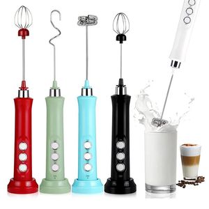 Leathercraft Electric Milk Frother Portable 3 In 1 Foam Maker Rechargeble Handheld Highspeeds Foamer Mixer Mini Coffee Frothing Food Blender