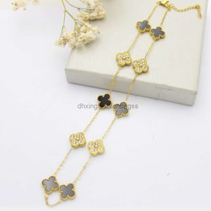 Designers smycken klöver 10 blomma tröja kedja dubbelsidig klöver halsband ljus lyx blommö pendel krage kedja halsband