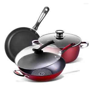 Pannor högkvalitativa nonstick cookware set med löstagbara handtagskrukor och set-3pcs