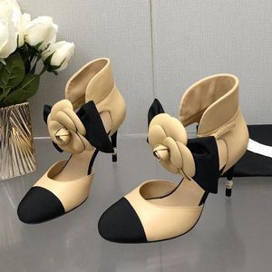 Sewing Flower Stiletto Ladies Shoes Spring Round Toe Pearl Decorate Heels Designer Party Wedding Shoes Bride