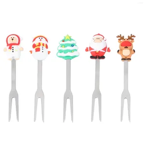 Akşam yemeği setleri 6 adet çatal çatal çatallar Noel cupcake topper paslanmaz çelik servis mutfak eşyaları karıştırma karikatür