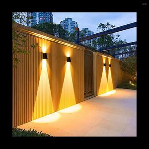 Lâmpada de parede 2LED luz externa à prova d'água iluminação ambiente solar luzes brancas quentes jardim