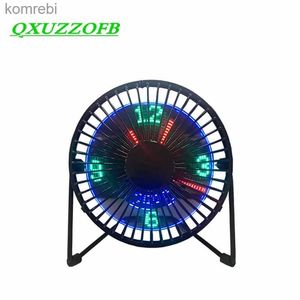 Electric Fans Usb Fans Clock Temperature Adjustable Portable Mute Silent Fan Car Desk 4 Inch Iron Art Fans Novel Products Authenticity TEMPL240122