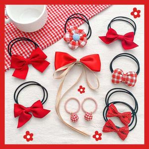 Autumn New Small Fresh Bow Tassel Accessories for Little Girls Sweet Rings Rubber Bands Children's Hair Tie Ropes