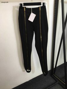 Luxuriöse Damenhosen, Designer-Damenmode, Doppelreißverschluss, elastisch, schlank, Freizeit, hochwertige Leggings, 22. Januar