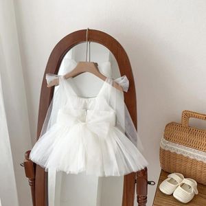 Flicka klänningar sommar baby mesh klänning bowknot prinsessa födelsedag född barn barns wrap botten barn kläder