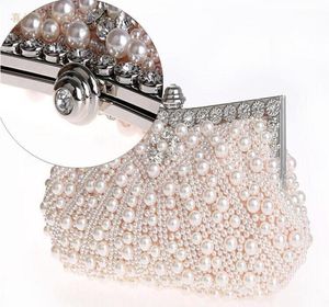 wunderschöne perlenbesetzte elfenbeinfarbene Brauthandtasche, Hochzeitstasche, Champagner-Perle in Damen-Handtaschen, Bankett, Abend, Party, Abschlussball, Clutch-Tasche7462780