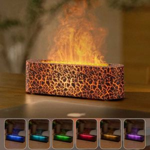 Humidifiers 2024 Newest RGB Lava Flame Aroma Diffuser Humidifier USB Desktop Simulation Light Aromatherapy Purifier Humidifier With 7 Colors YQ240122