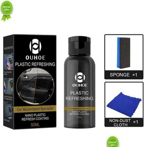 Car Cleaning Tools New Maintenance Specialist Plastic Refresh Coating Refurbish Agent Products Restorer Cleaner With Sponge Towel Kit Dhvla