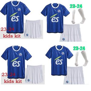 Футболка RC Strasbourg Kids Alsace DIALLO BELLEGARDE Gameiro AJORQUE maillot de foot Home 23 24 MOTHIBA LiENARD DIARRA DJIKU DELAINE AHOLOU PERRIN рубашка