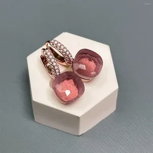 Baumelnde Ohrringe 10,6 mm Nudo Inlay Milchweißer Zirkon für Frauen Amethyst Tropfen Candy Square Kristall Modeschmuck Geschenk