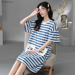 ملابس نوم للسيدات نساء ثوب نابض للقطن متبكّمة حجمًا كبيرًا S-5XL Sleep Dress Dress Nighttie Sleepshirts Nightwear Ladies Dress Homec24319