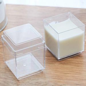 Dinnerware Sets 20 Pieces Dessert Cups Clear Square Bowls With Lids Reusable Parfait Appetizer For Wedding Birthday Party