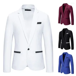 Men's Suits HOO 2024 Autumn Color Matching Blazer Casual Slim Single-Breasted European Size