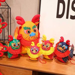 Plüschpuppen 2024 Chinesischer Drache Neujahr Blumentuch Home Decor Stofftier Kreativer chinesischer Stil Peluches Besonderes Geschenk für Kinder