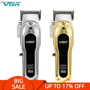 Saç Clippers VGR V-680 Elektrikli Saç Clipper Profesyonel Salon Berber Yüksek Güçlü Tıraş Alınır USB LCD Erkekler İçin Şarj Edilebilir Metal VGR 680 YQ240122