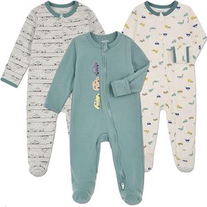 ミトンの袖口とボタン幼児の綿衣服寝台睡眠眠りを伴うベイビーフットパジャマ