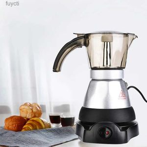 Kaffebryggare 3 till 6 kopp tillverkare elektriska italienska kaffe toppmoka potten perkolatorer verktygsfilterkassett EU -plugg Aluminium 220V YQ240122