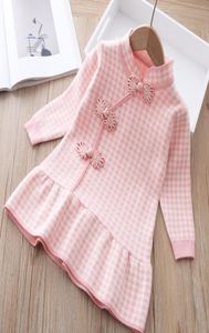 Baby Girl Fashion Sweater Dress Pullover Kinesisk stil stickade prinsessklänningar för barn söta kläder Vintertröjor 20211228 H17345158