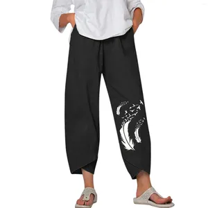 Pantaloni da donna Pantaloni sportivi da donna Taglie forti Capri da ufficio con tasche Pantaloni casual a gamba larga Pantaloni leggeri da abbigliamento Capris