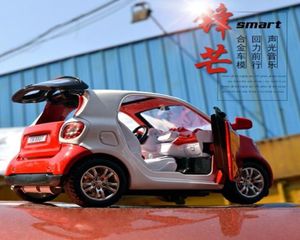 New 132 SMART FOR TWO Alloy Car Model Baby Toy Educational With Pull Back Musical Flashing For Boys Kids Gifts LJ2009306946689