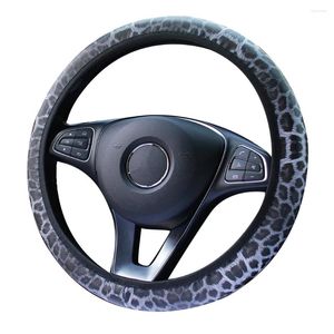 Capas de volante de substituição de couro do plutônio capa protetora leopardo impressão elástica acessórios do carro caminhão suv antiderrapante decoração interior