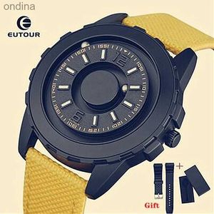 Andra Eutour Black Clock Magnet Ball Pointer Quartz Men Waterproof Wrist Nylon Strap Mens Top Brand Luxury 2019 YQ240122