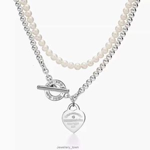 Tiffanyans S925 High Quality Xgqr Pendant High Popular Ot Layer Pearl Heart Shaped with Diamond Necklace for w