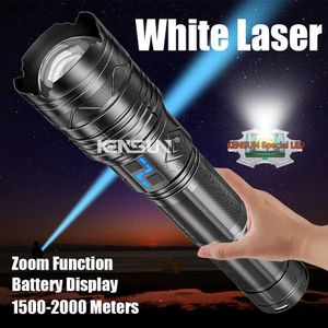 Flashlights Powerful LED Flashlight Super Bright Spotlight Long Range Zoomable Emergency Torch Outdoor Tactical Lamp lantern Power Display 240122