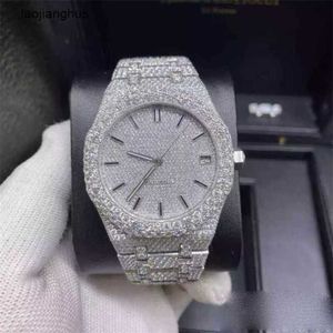 Audemapigues Watch Diamond Watches Mens Sınırlı Satış VVS Moissanite Otomatik Gümüş Geçiş Testi Üst Kalite ETA Hareketi 904L Paslanmaz Çelik Buz Frj