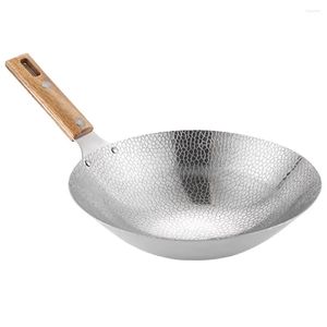 Tavalar paslanmaz çelik griddle geleneksel wok soba mutfak büyük tava kızartma tencere