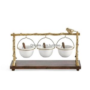 Dishes Plates Gold Oak Branch Snack Bowl Stand Resin Christmas Rack With Removable Basket Organizer Party Decorations6343243 Drop Dhknk