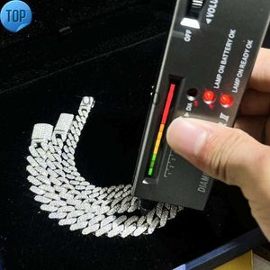 Silver Miami Cupan Chain 11mm D Color VVS Moissanite Diamond Pave Setting Bracelet Link for Men FEM7
