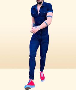 Men039s Джинсовый комбинезон для мужчин Комбинезоны Ползунки Модная уличная одежда One Piece Slim Fit с короткими рукавами Комбинезоны для бега Мужские 9901352