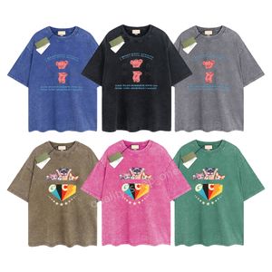 Мужская дизайнерская футболка Gu Винтажная ретро-стиранная рубашка Роскошные брендовые футболки Женская футболка с коротким рукавом Летние повседневные футболки Хип-хоп Топы Шорты Одежда различных цветов G-36