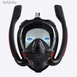 Diving Masks Double Tube Silicone Full Face Backstroke Diving Mask Anti-fog Snorkeling Equipment Underwater WaterproofL240122