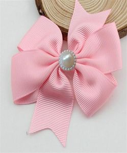 3 tum Pearl Bow Ribbon Baby Boutique Hair Bows With Clips Pearl Fashion Girl Hair Baby Hair Pins 30pcs Lot30497927520