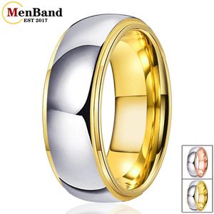 Bands MenBand Fashion 6mm 8mm Men Women Tungsten Carbide Wedding Band Ring Stepped Shiny Polished Finish Comfort Fit Size 515