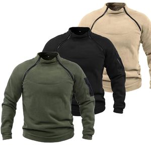 Mens Outdoor Tactical Hoodies Hiking Military Sweater Army Fleece Jackets Polar Side Zipper Pullover Oversized Fishing Clothes 240119