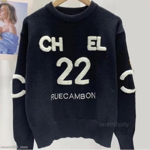 France Paris Designer Women Knits Wełniany sweter Zużycie z przednią literą Haft Wygodny Kanał Pullover Kanał Klasyczny styl Najwyższa jakość