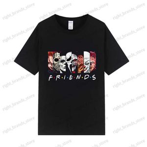 Męskie koszulki gotyccy przyjaciele horror t shirt kobiety wicca punkowe ubrania fajne halloweenowe szalone graficzne koszulka grunge diabeł plus size rock men tops t240122