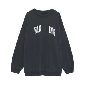 24Fw New Niche AB Anines Designer Brand Classic Letter Printing Color Washing Stir Fried Snowflake Loose Fitting Women's Sweater