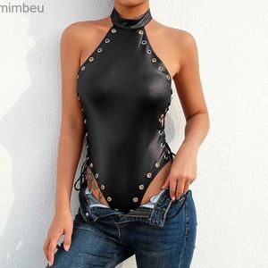 Sexy conjunto sexy abaixo da virilha aberta couro de patente para mulheres erótico quente pornô crotchless bodysuit senhoras moldar látex lingerie conjunto sexil240122