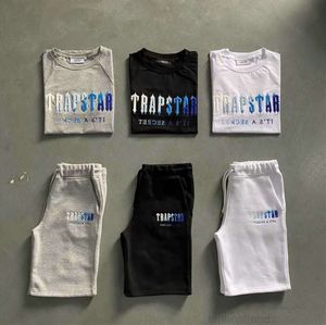Męskie koszulki Trapstar T Shirt Set Letter Hafting Tracksuit krótkie pluszowe szorty 9612ESS