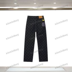 Xinxinbuy 2024 Erkek Kadın Tasarımcı Kot Pantolon Mektubu Jacquard 1854 Gündelik Pantolon Siyah Mavi Gri M-3XL