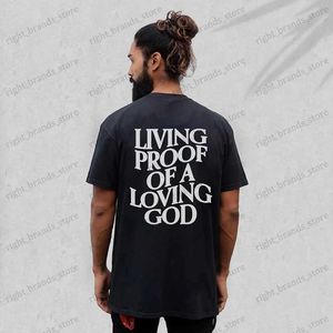 Homens camisetas Homens Mulheres Verão Prova Viva de um Deus Amoroso Impressão Y2K T-shirt Unissex Christian Cross Jesus Manga Curta Tees Solto Algodão Top T240122