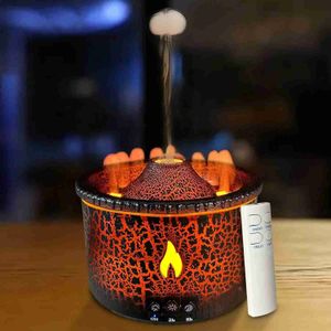 Humidifiers Volcano Flame Air Humidifier Light Ultrasonic Essential Oil Aroma Diffuser for Home Room Fragrance Jellyfish Mist Smoke Steamers YQ240122
