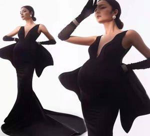 Sexy Maternity Dresses For Po Shoot Deep V Neck Maxi Gown Women Pregnant Pography Props Long Pregnancy Dress3529894