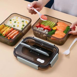 Servis lunchlåda bento med bestick förvaringsbehållare läcksäker mikrovågsugn varmare japansk stil 1.1L/1.5L